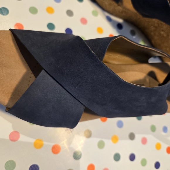 Clarks Collection Soft Cushion Annadell Eirwyn Platform Wedge Sandal 10 Navy Blu - Picture 6 of 11
